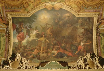 Franche-Comte zdobyty po raz drugi, malowanie sufitu z Galerie des Glaces